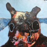 Mixed media painting "Staredown," by Riis Griffen.