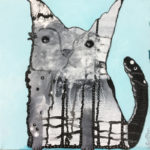 Mixed media cat painting, "Sancho," by artist Riis Griffen.